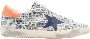 Golden Goose Super-Star All Over Printed Nappa Upper Leather Star Fluo Leather Heel Mens Distressed Sneakers