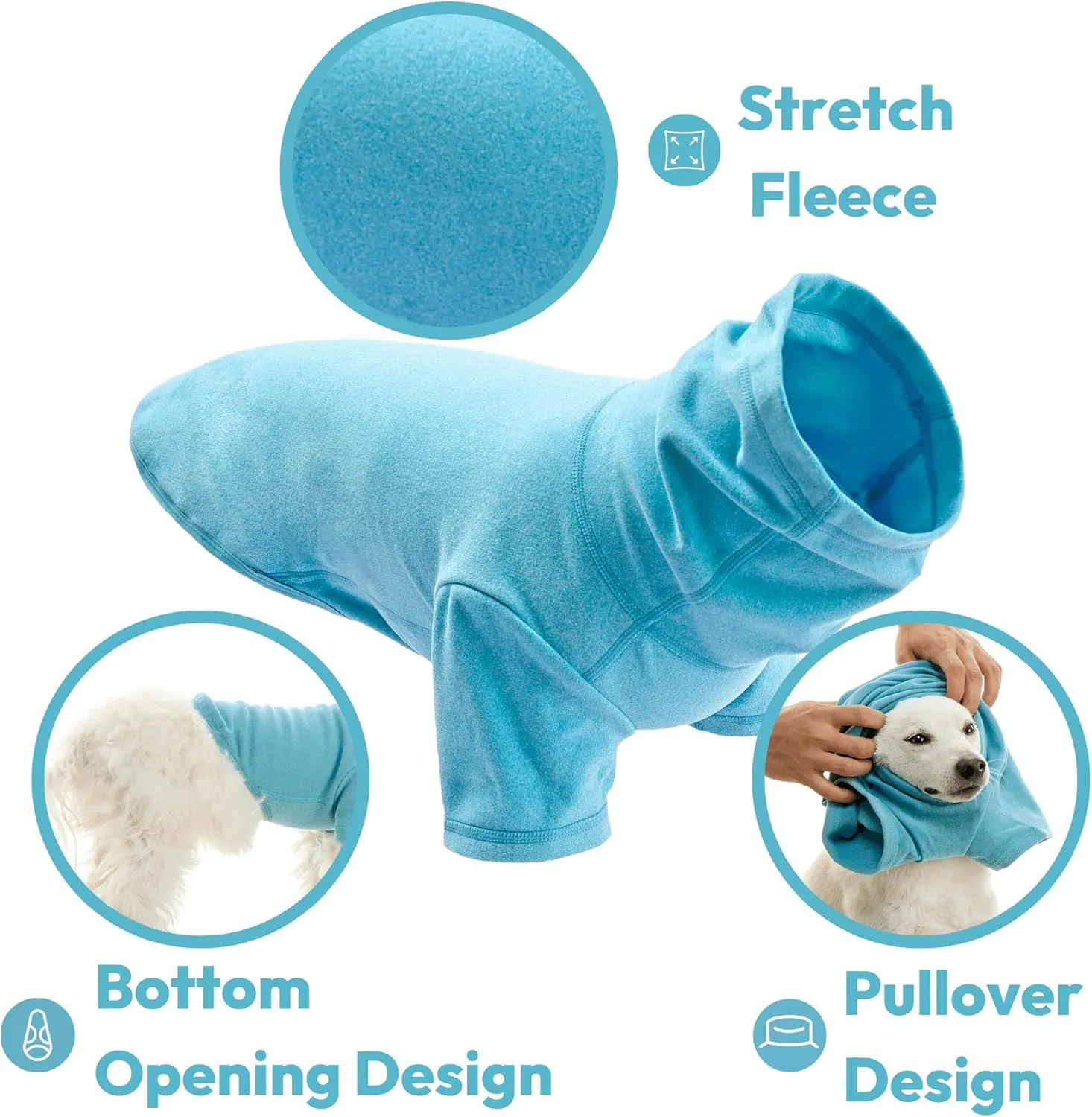 Gooby Turtle Neck Microfiber Stretch Fleece - Peacock Blue, Large - Warm and Light Extra Layer for Small Dog and Medium Dog