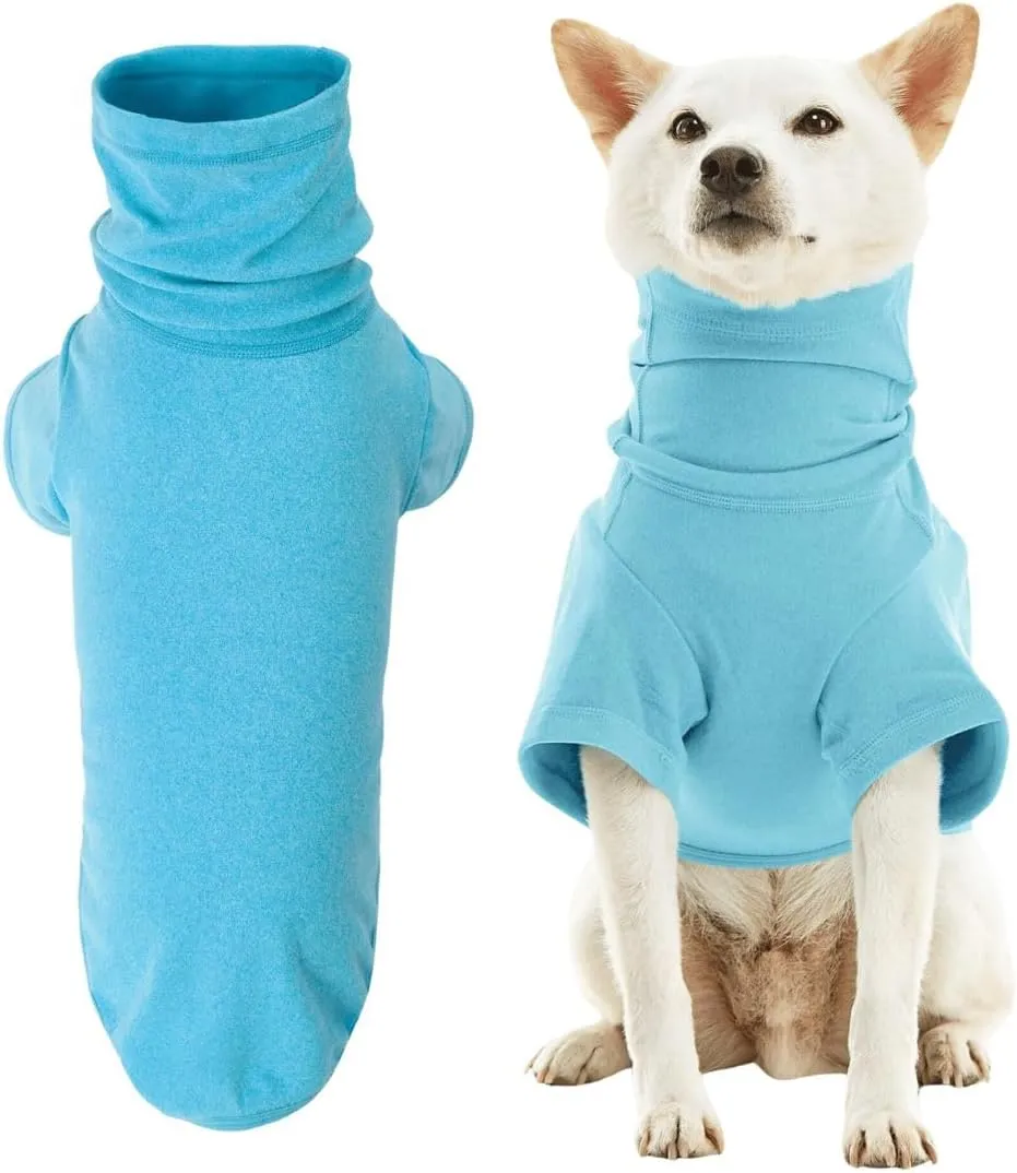 Gooby Turtle Neck Microfiber Stretch Fleece - Peacock Blue, Large - Warm and Light Extra Layer for Small Dog and Medium Dog