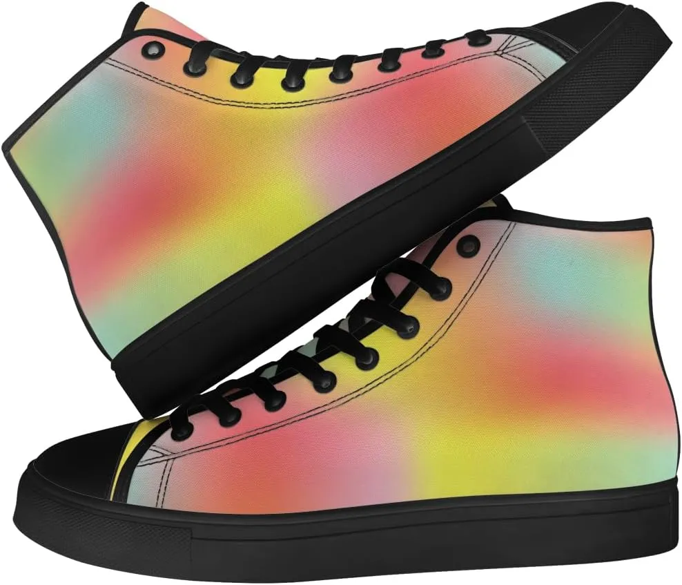 Gradient Shoes Womens Mens Rainbow High Top Canvas Sneakers Lace Up Casual Walking Shoes Gifts for Men Women