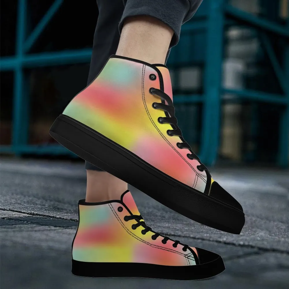 Gradient Shoes Womens Mens Rainbow High Top Canvas Sneakers Lace Up Casual Walking Shoes Gifts for Men Women