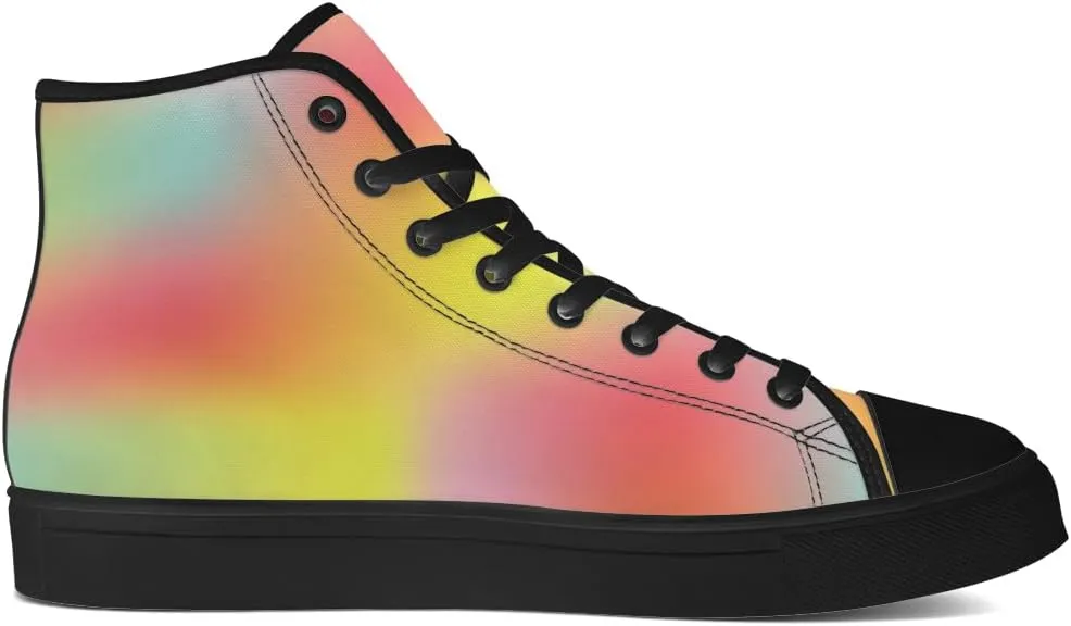 Gradient Shoes Womens Mens Rainbow High Top Canvas Sneakers Lace Up Casual Walking Shoes Gifts for Men Women