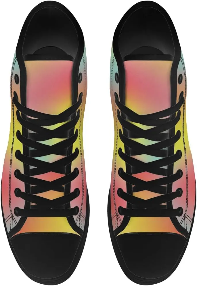 Gradient Shoes Womens Mens Rainbow High Top Canvas Sneakers Lace Up Casual Walking Shoes Gifts for Men Women
