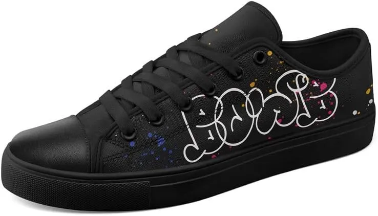 Graffiti Art Low Top Canvas Sneakers Fashion Unisex Streetwear Shoes for Boys Girls Lightweight Casual Footwear