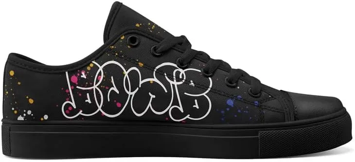 Graffiti Art Low Top Canvas Sneakers Fashion Unisex Streetwear Shoes for Boys Girls Lightweight Casual Footwear