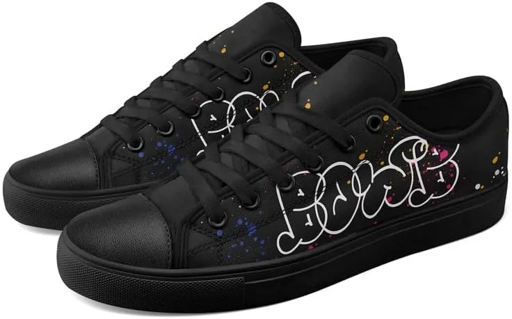 Graffiti Art Low Top Canvas Sneakers Fashion Unisex Streetwear Shoes for Boys Girls Lightweight Casual Footwear