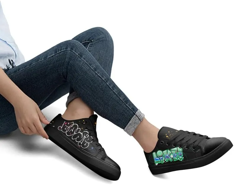 Graffiti Art Low Top Canvas Sneakers Fashion Unisex Streetwear Shoes for Boys Girls Lightweight Casual Footwear