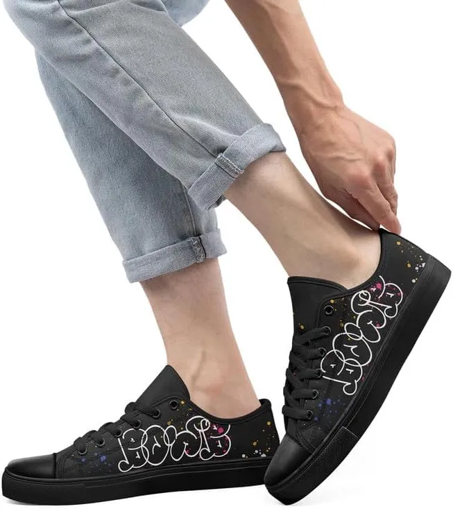 Graffiti Art Low Top Canvas Sneakers Fashion Unisex Streetwear Shoes for Boys Girls Lightweight Casual Footwear