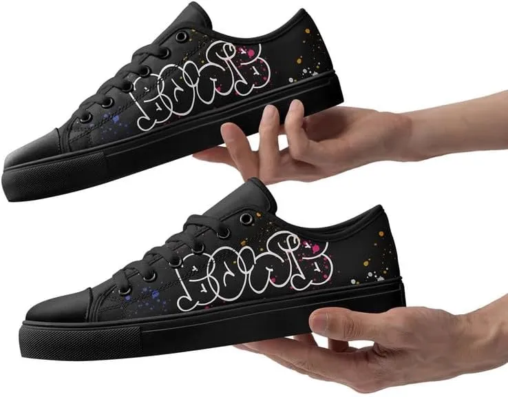 Graffiti Art Low Top Canvas Sneakers Fashion Unisex Streetwear Shoes for Boys Girls Lightweight Casual Footwear