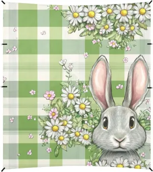 Green Buffalo Plaid Bunny Rabbit Ears Flower Easter Beach Cabana Tent UPF50  Protection Lightweight Shade Sun Shelter with Carrying Bag for Camping, Picnics, Backyard & Fishing