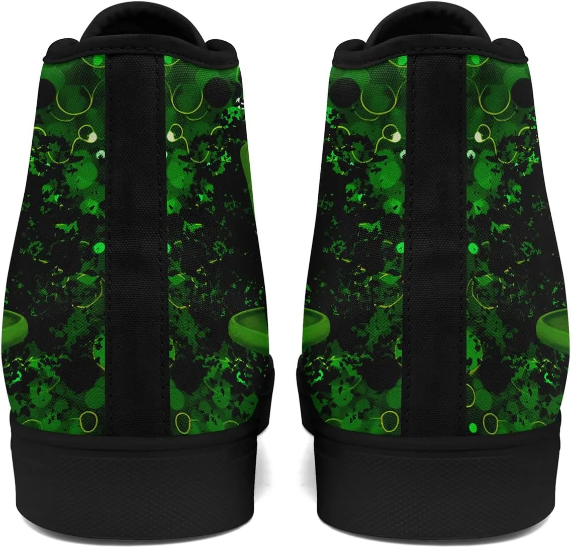 Green Color High-Top Canvas Shoes for Women Men Irish Festival Sneakers Lucky Holiday Parties Gift Sports Casual Shoes