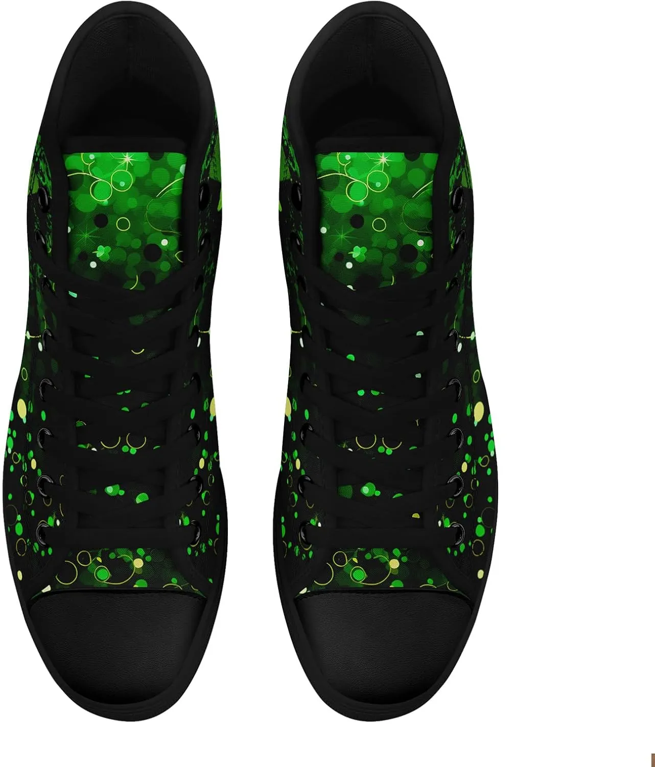 Green Color High-Top Canvas Shoes for Women Men Irish Festival Sneakers Lucky Holiday Parties Gift Sports Casual Shoes