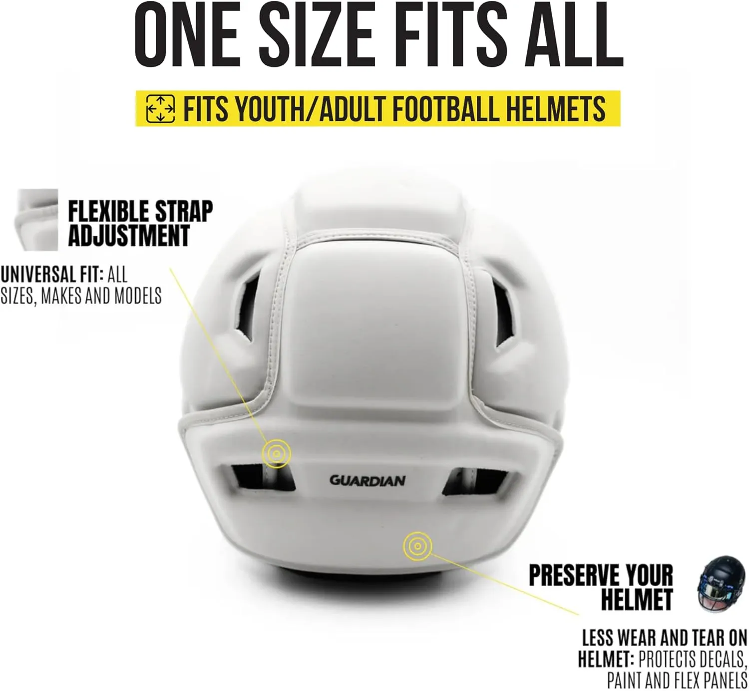 Guardian Cap 2.0 - Soft-Shell Helmet Cover for Football - Reduces Impact and Protects Helmets - One Size Fits All for Youth, High School and College Programs