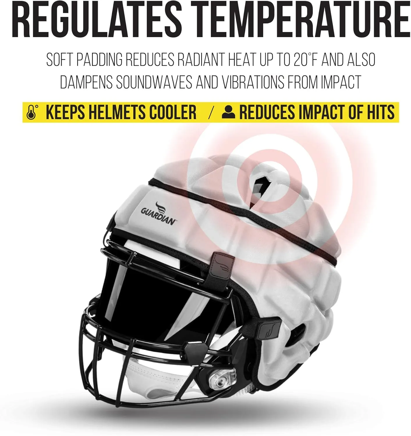 Guardian Cap - Soft-Shell Helmet Cover for Football and Lacrosse - Reduces Impact and Protects Helmets - One Size Fits All for Youth, High School, and College Programs
