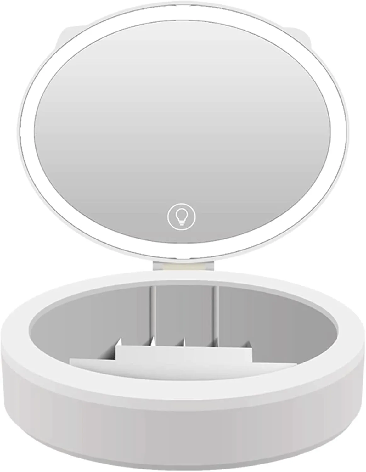 Hand Mirror, Mirror Rechargeable LED Makeup Mirror, 10x Magnification Mirror, Cosmetic Mirror Compact Base with Storage, Vanity Mirror with Lights Beautiful(White)