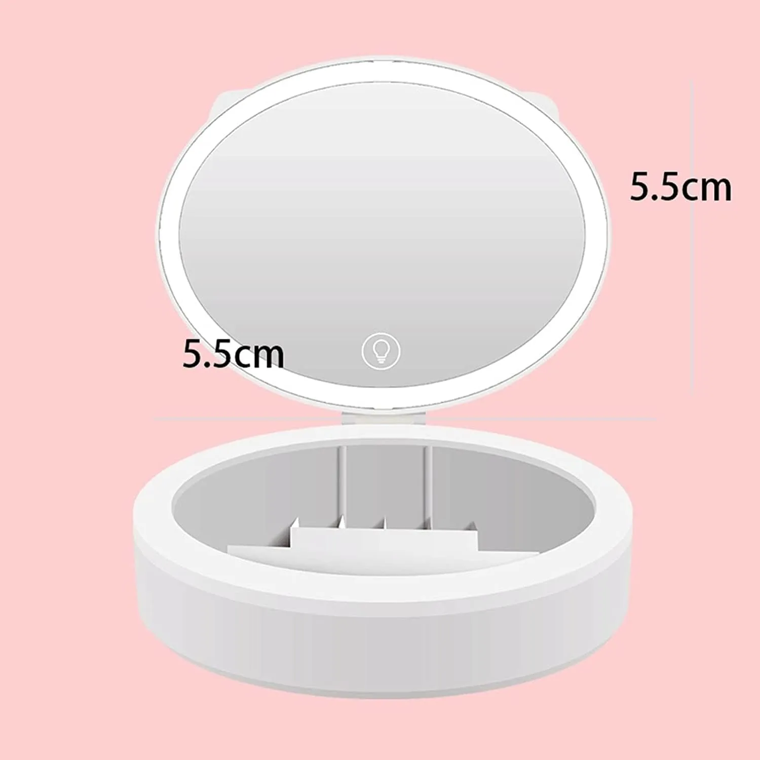 Hand Mirror, Mirror Rechargeable LED Makeup Mirror, 10x Magnification Mirror, Cosmetic Mirror Compact Base with Storage, Vanity Mirror with Lights Beautiful(White)