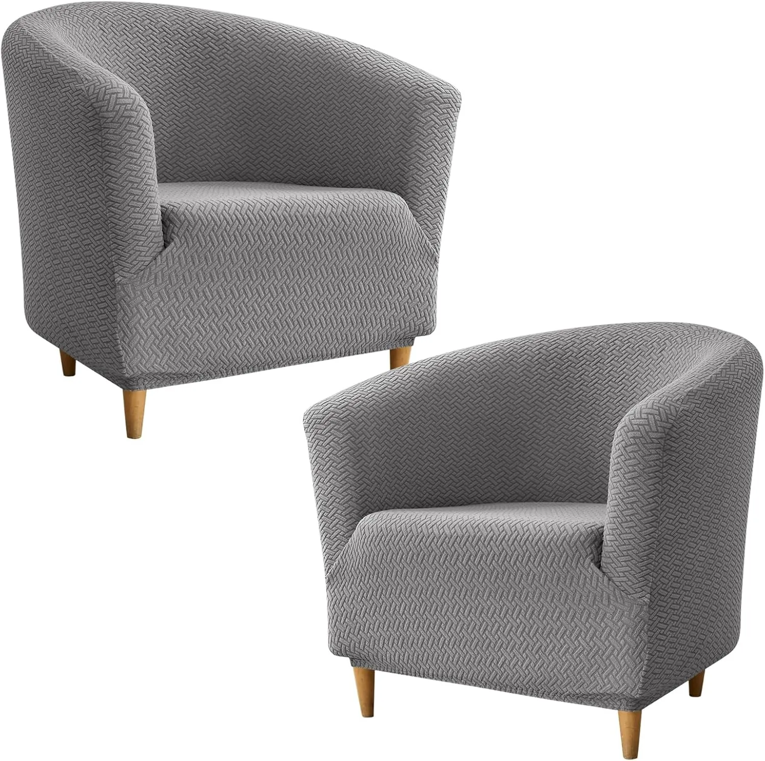 HAOYONG Club Chair Slipcover Jacquard Barrel Chair Covers Stretch Tub Chair Slipcovers Soft Armchair Sofa Covers Removable Couch Cover Protector for Living Room Hotel Restaurant - Grey, Set of 2