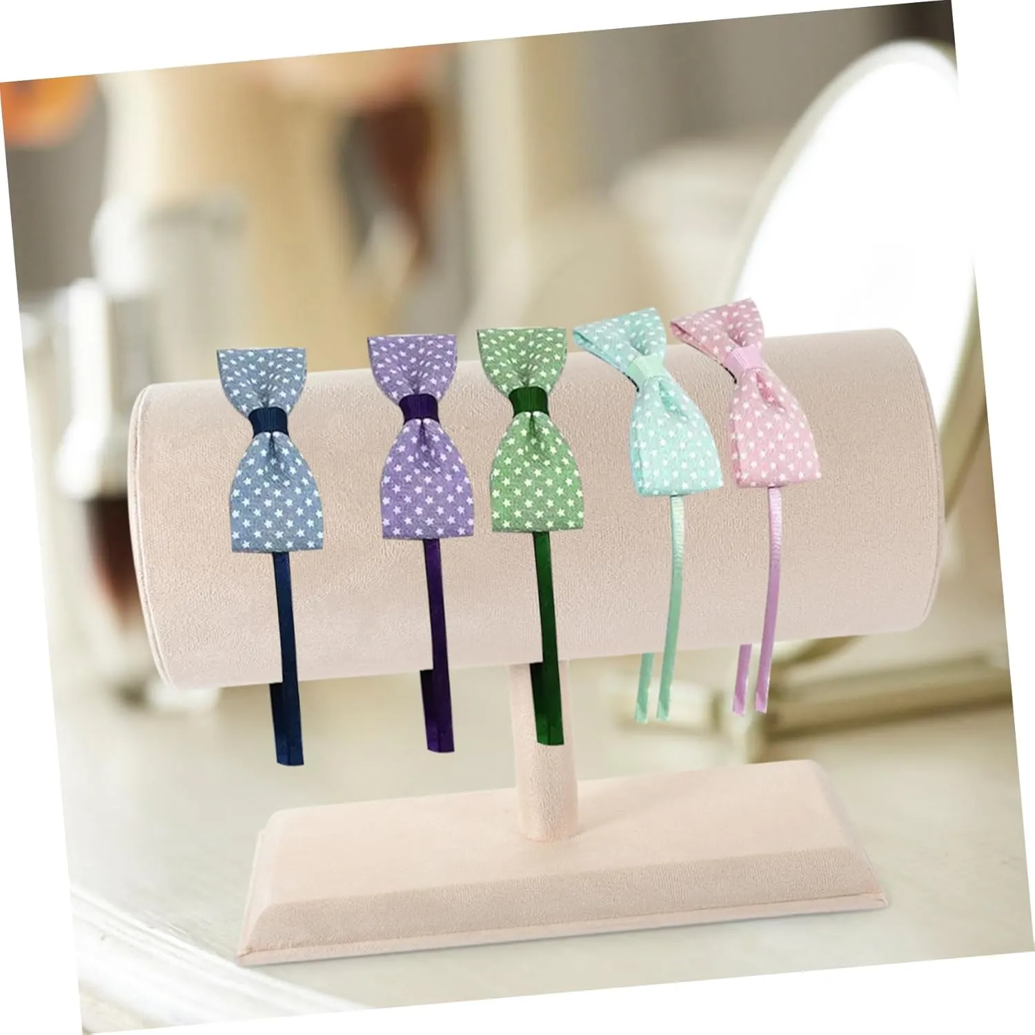 Headband Display Stand Headband Storage Organizer Earring Holder Organizer Hairband Stand Rack Headband Display Holder Jewelry Display Headband Velvet Holder Stand Watch Props Baby (Beige 27.50