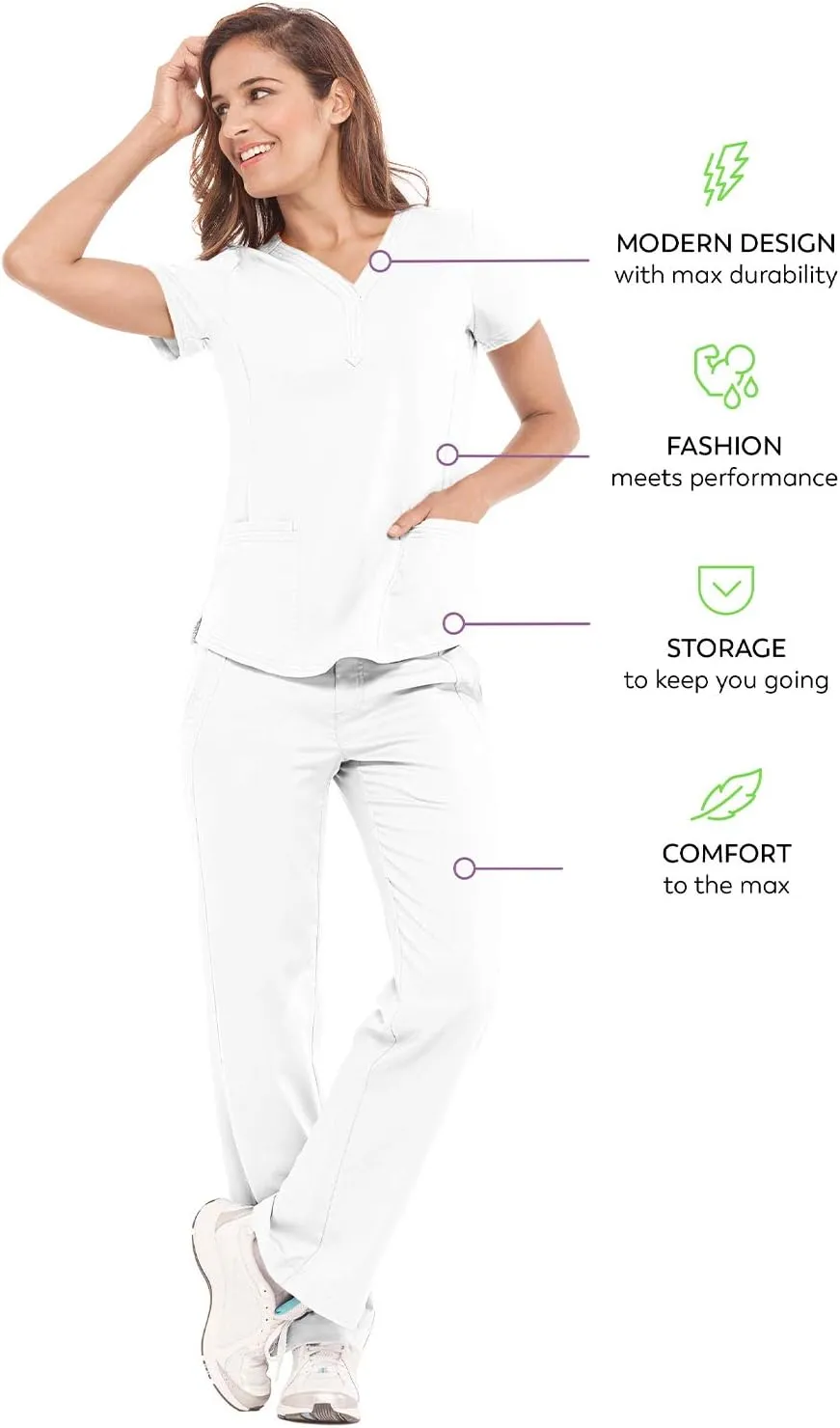 Healing Hands Women's Y-Neck Scrub Top with 2 Pockets, Knit Details, Shirttail Hem, and 2-Way Stretch Fabric 2167