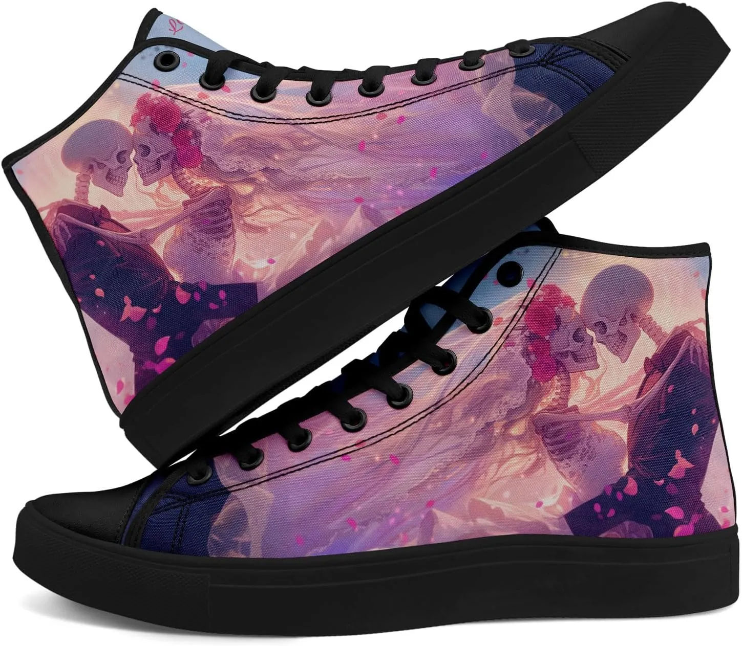 High-top Skull Canvas Sneaker for Men Women Punk Gothic Fashion Unisex Trendy Flame Walking Casual Flat Walking Shoes