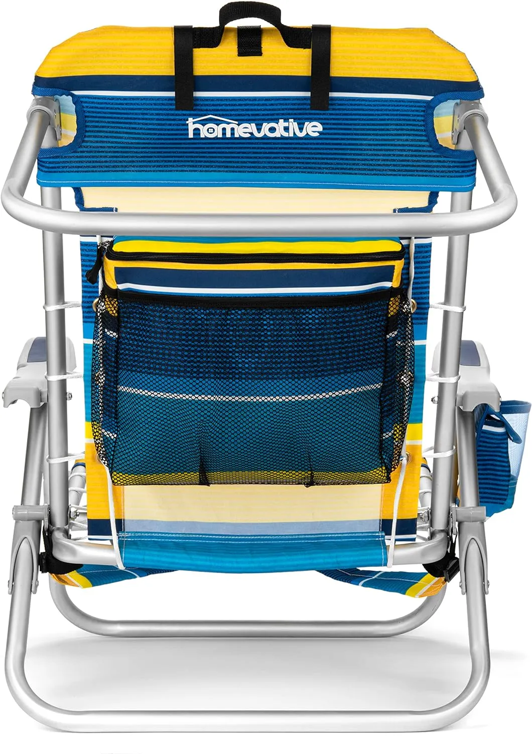 Homevative Backpack Fold-Up Beach Chair, 5 Positions, Towel bar, Cooler, Storage Pouch, Cup Holder and Phone Pocket
