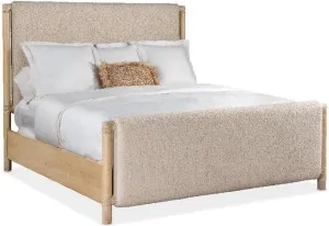 Hooker Furniture Retreat Queen Upholstered Panel Bed in Beige Wood
