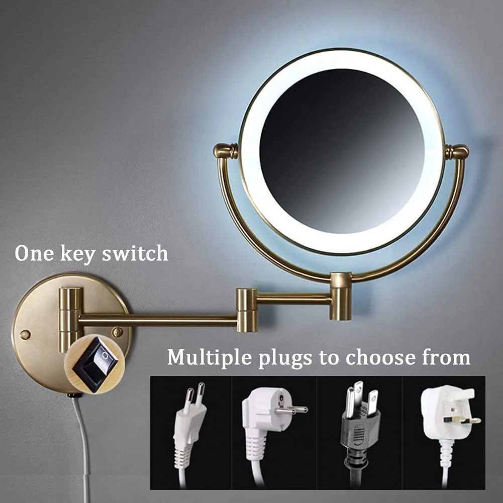 Household Products/Bathroom Wall Mounted Makeup Mirror Extending Folding Double Side Cosmetic Bathroom Shaving Mirror 360° Swivel & Extendable (A 10X)