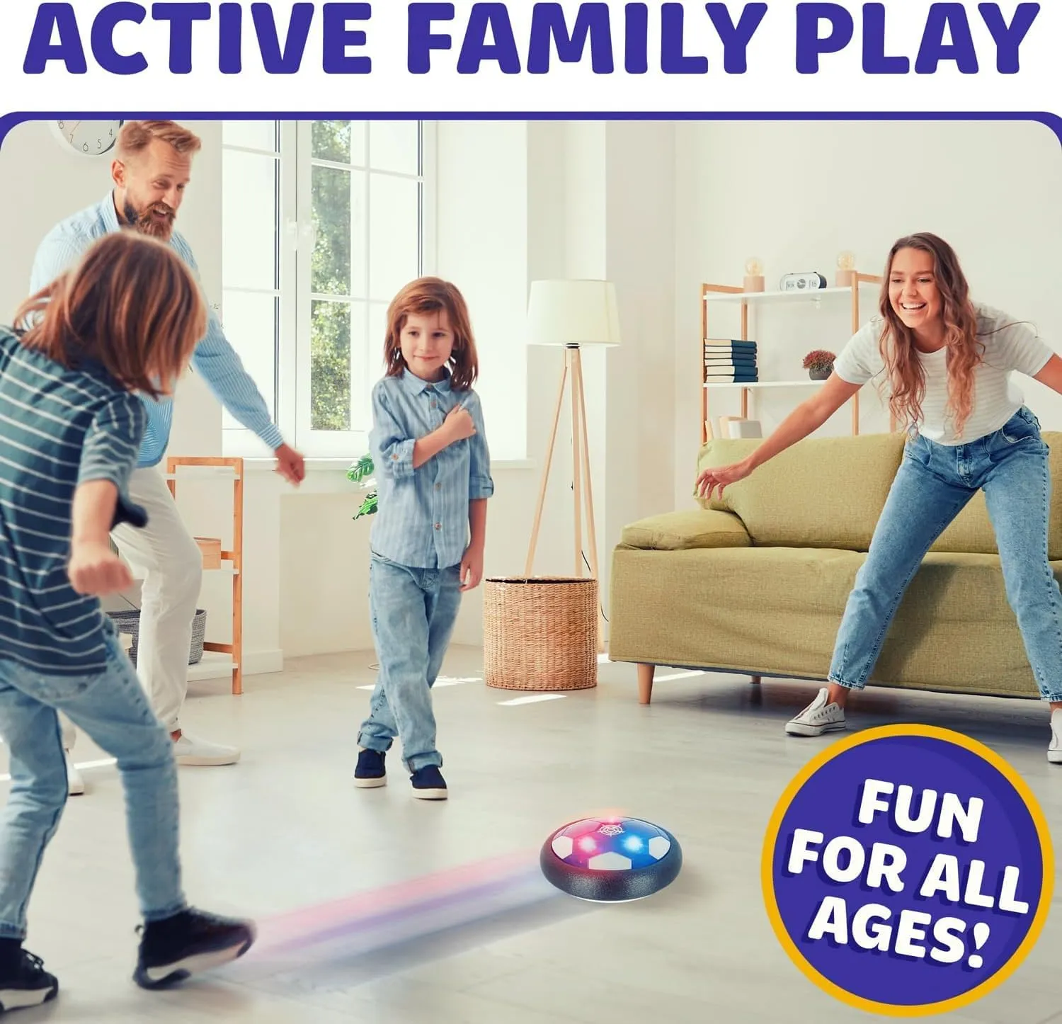Hover Soccer Ball with 2 Goals, Indoor 3 in 1 Pack, Floating Gliding Disk Toys for Ages 5-7, 6-12, 8-13, Fun Active Game for Boys and Girls, Birthday Christmas Drone Gifts, Soccer Ball Set for Kids