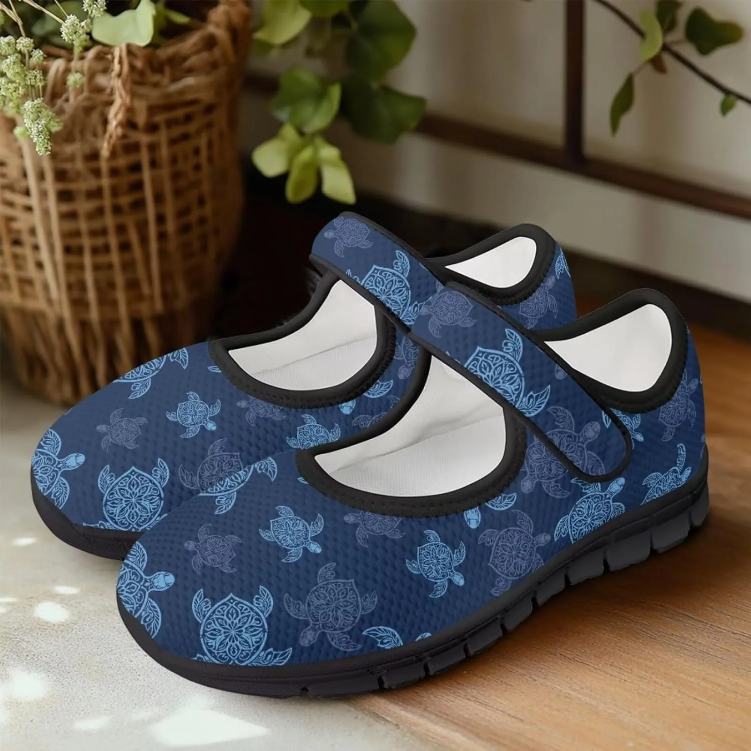 Howilath Animal Print Mary Jane Shoes Women Round Toe Dress Dance Shoes Mesh Casual Flats Shoes