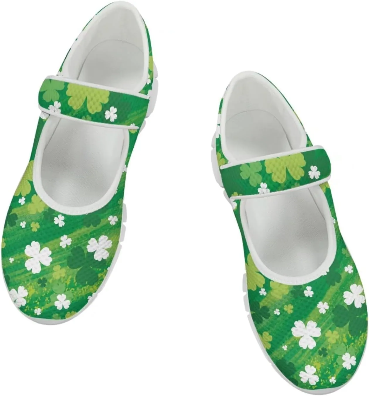 Howilath St. Patrick's Day Womens Dress Shoes Mary Jane Shoes Mesh Casual Flats Shoes Ballerina Shoes with Magic Sticke