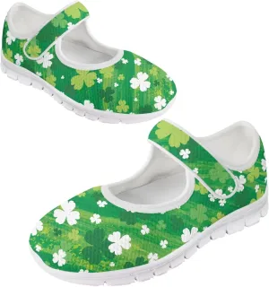 Howilath St. Patrick's Day Womens Dress Shoes Mary Jane Shoes Mesh Casual Flats Shoes Ballerina Shoes with Magic Sticke