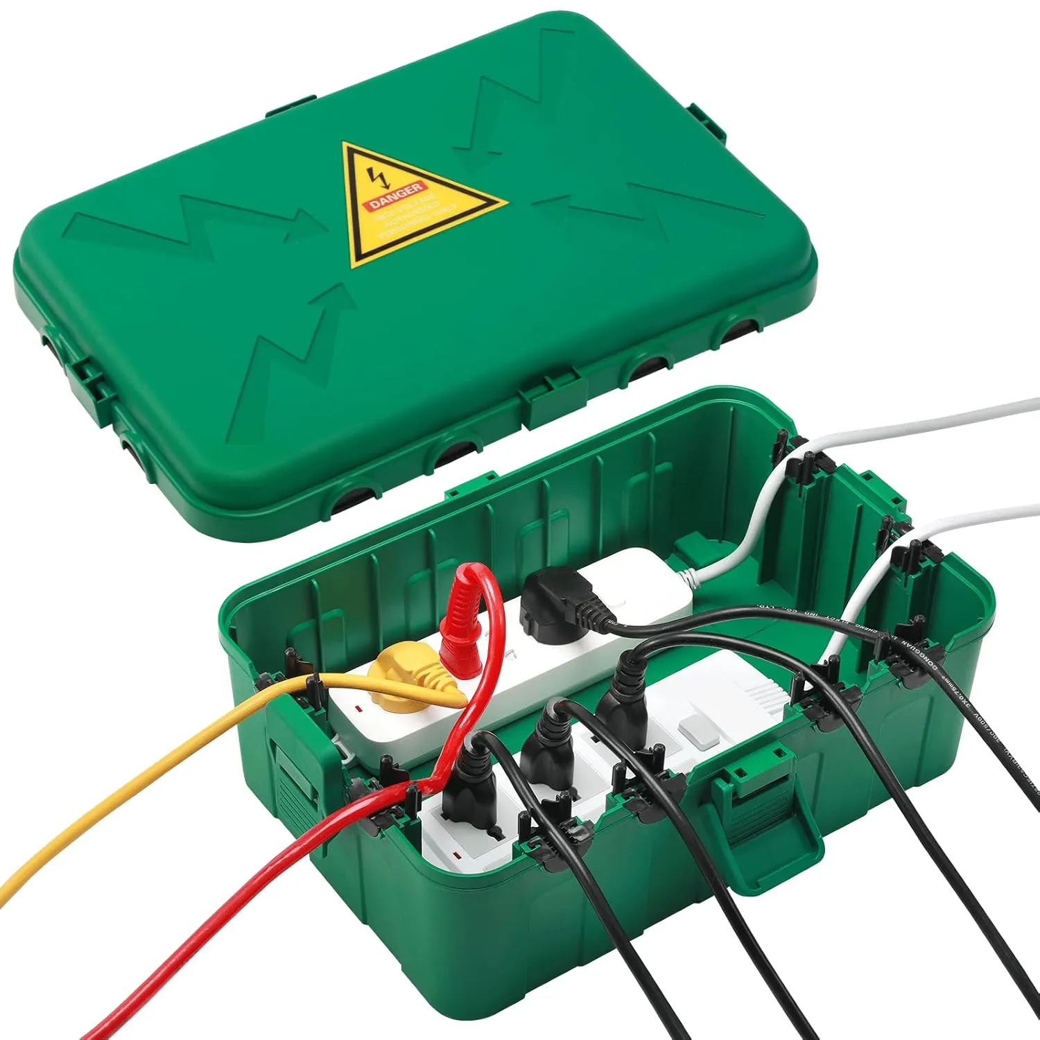 Hrensaw Large Outdoor Electrical Box(12.5x8.5x5inch),IP54 Waterproof Outdoor Outlet Covers,Weatherproof Extension Cord Covers Protect Outlet,Plug,Timer,Power Strip,Holiday Light,Green