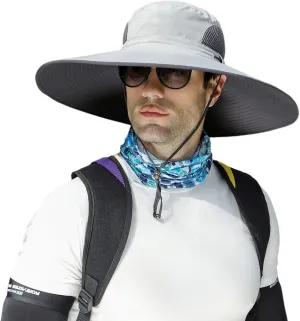 HUAMULAN 6" Super Wide Brim Sun Hats, Men and Women Bucket Hat for Fishing Hiking Garden Lawn Work Safari Camping Outdoor