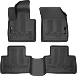 Husky Liners Weatherbeater Floor Mats | Fits 2016-2024 Volvo XC90 | Front & 2nd Row, 3-pc Black - 95601