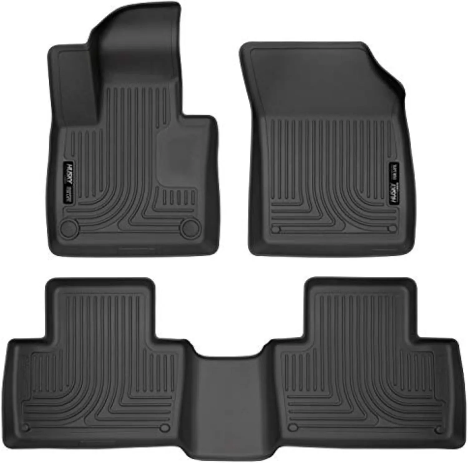 Husky Liners Weatherbeater Floor Mats | Fits 2016-2024 Volvo XC90 | Front & 2nd Row, 3-pc Black - 95601