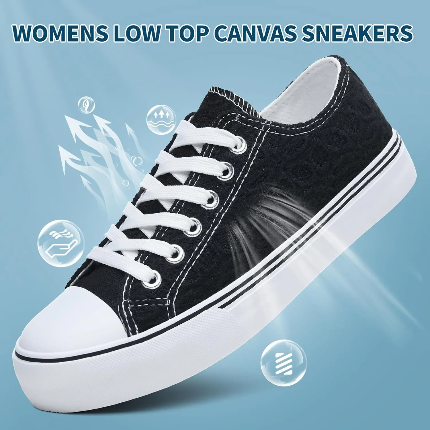 HYPOCRUTE Womens White Tennis Shoes Embroidered Flower Low Top Women Canvas Shoes Women’s Fashion Sneakers