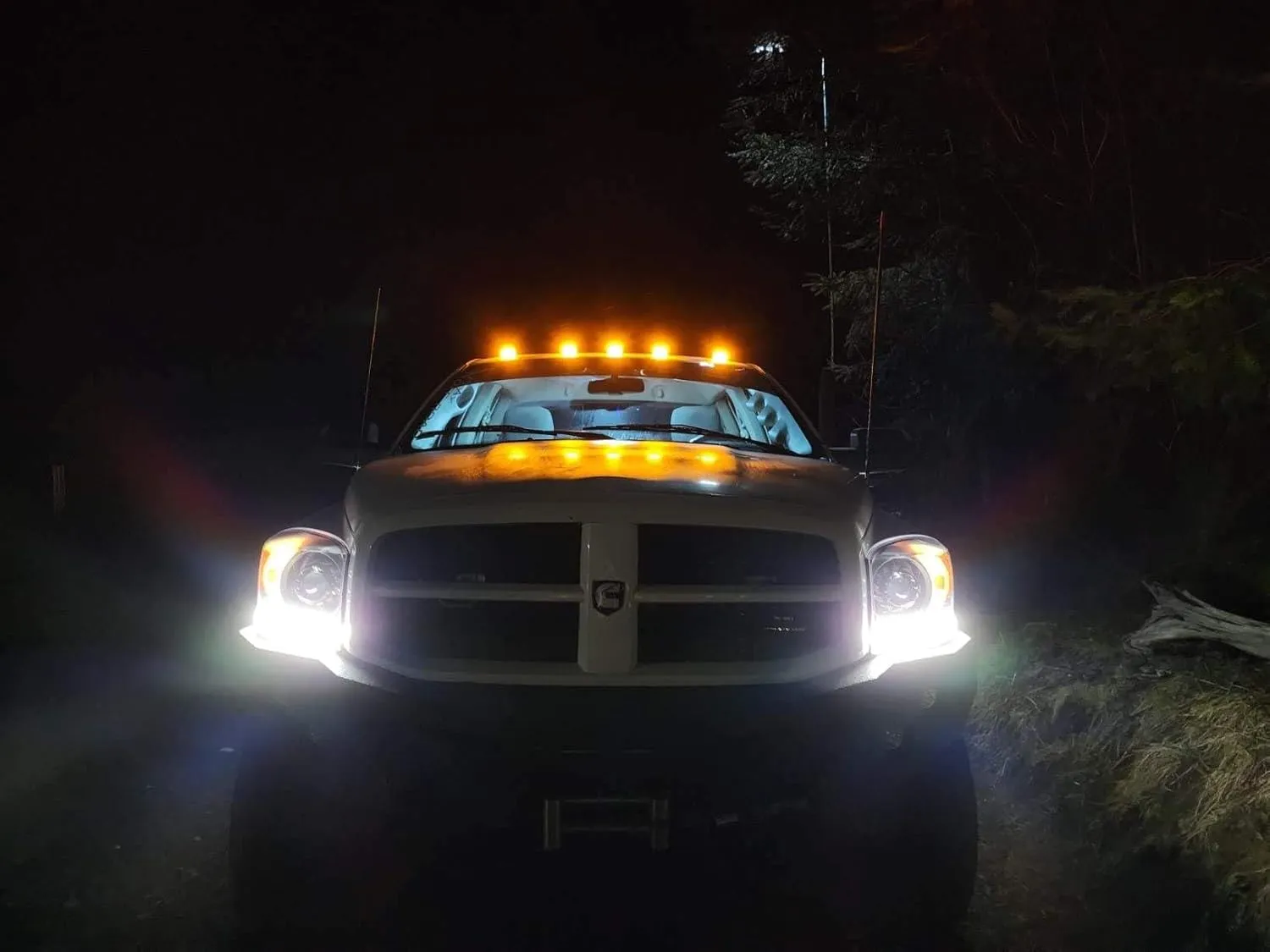 iJDMTOY 5pc Clear Lens Cab Roof Marker Lamps w/Amber Yellow Full Strip LED Lights Compatible With Chevy Dodge Ford GMC Heavy Duty or Super Duty Trucks