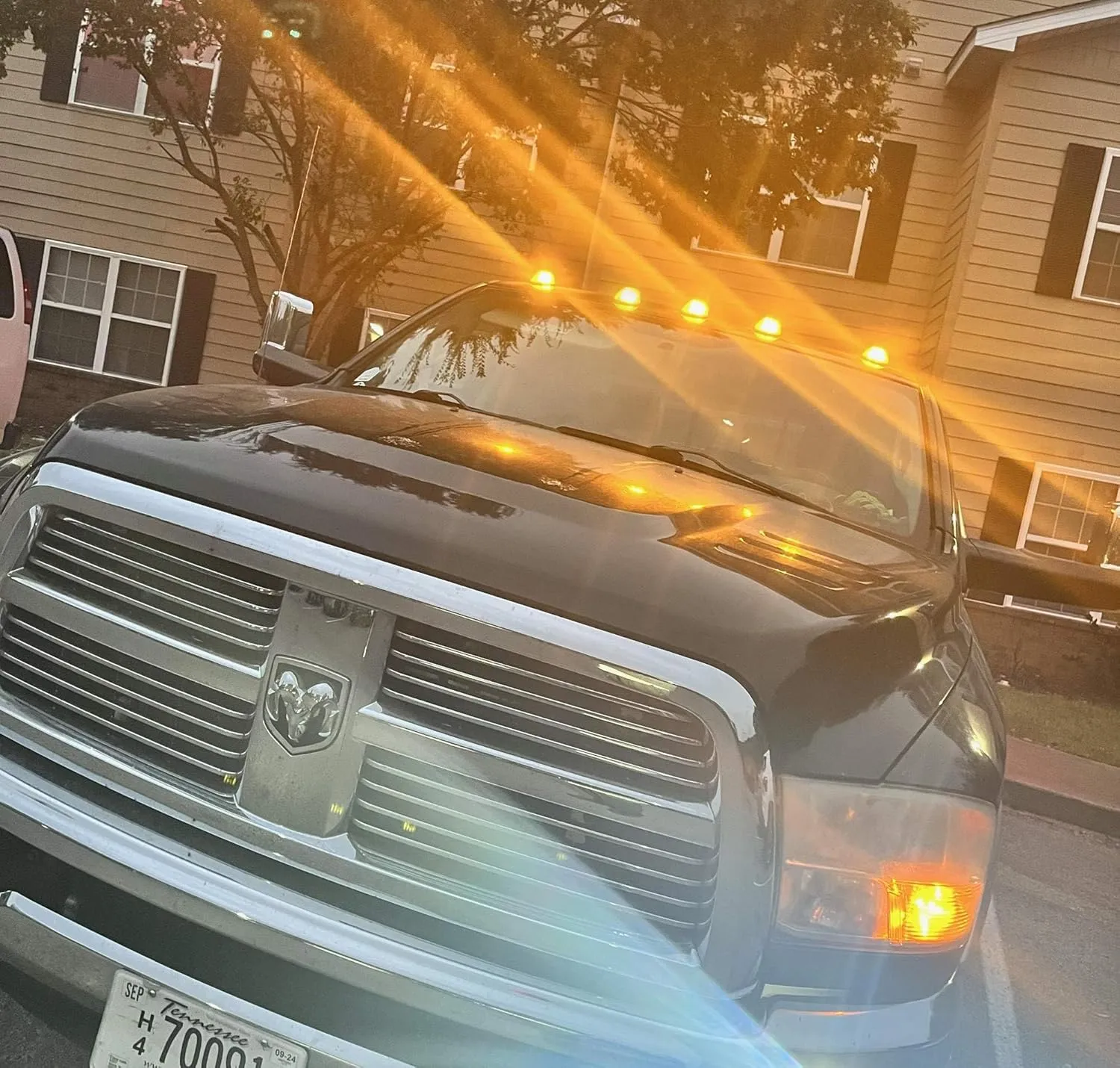 iJDMTOY 5pc Clear Lens Cab Roof Marker Lamps w/Amber Yellow Full Strip LED Lights Compatible With Chevy Dodge Ford GMC Heavy Duty or Super Duty Trucks