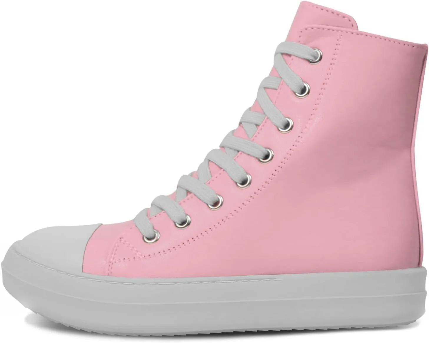 IMPREMEY Women's High Top Sneakers Lace Up PU Leather Shoes with Thick Soles and Zipper, Fashionable Walking Shoes