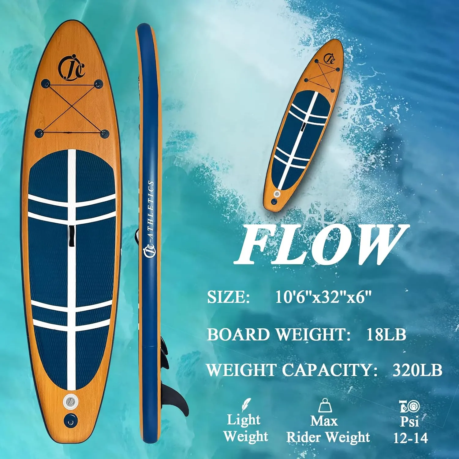 Inflatable Stand Up Paddle Board (6 Inches Thick), ISUP Package W/Premium SUP Accessories & Backpack, Non-Slip Deck,Fins, Adjustable Paddle, Leash, Hand Pump,Standing Boat for Youth & Adult