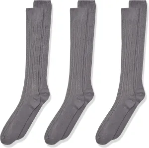Jefferies Socks Girls 7-16 School Uniform Acrylic Cable Knee High 3 Pair Pack