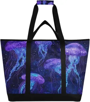 Jellyfish Reusable Insulated Lunchbox Cooler Bag, Leakproof Kitchen Grocery Bag Collapsible Portable Cooler Tote Bag for Picnic, Camping, Office, Travel
