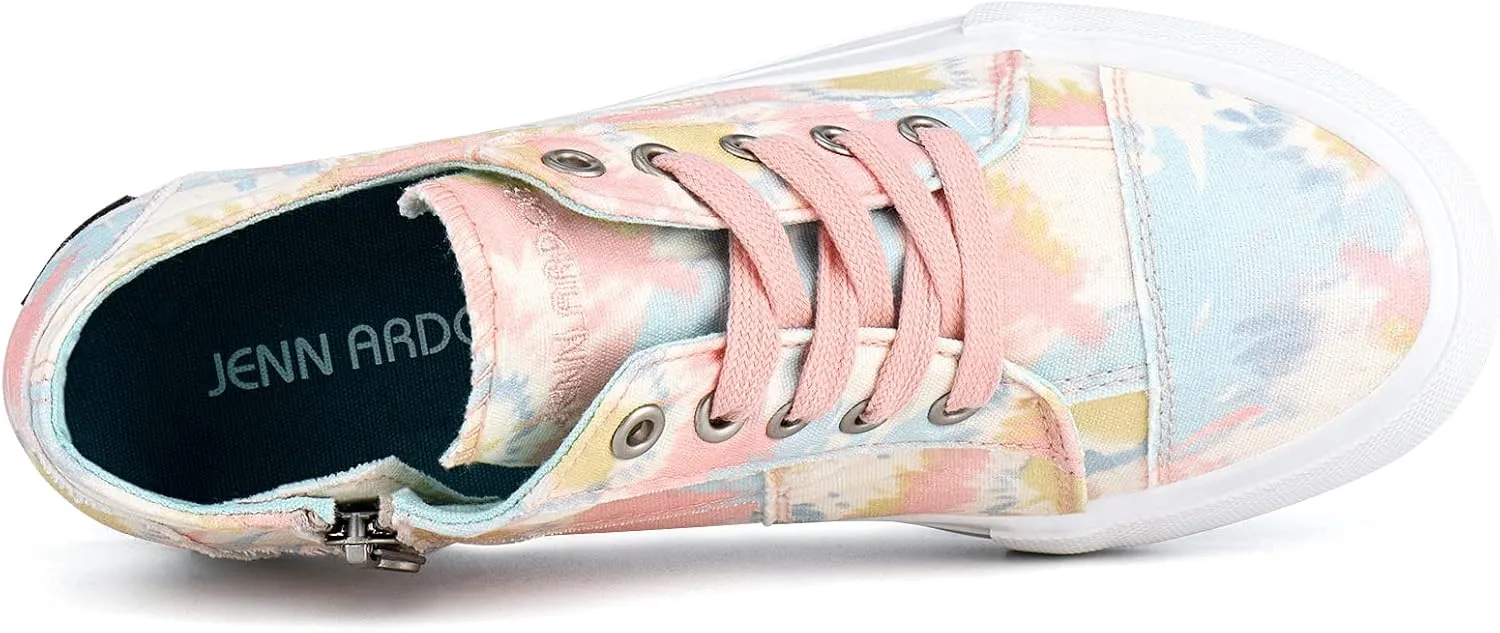 JENN ARDOR Wedge Sneakers for Women Fashion Canvas Shoes Casual Platform Hidden Heel Womens Slip On Sneaker Non Slip Side Zipper