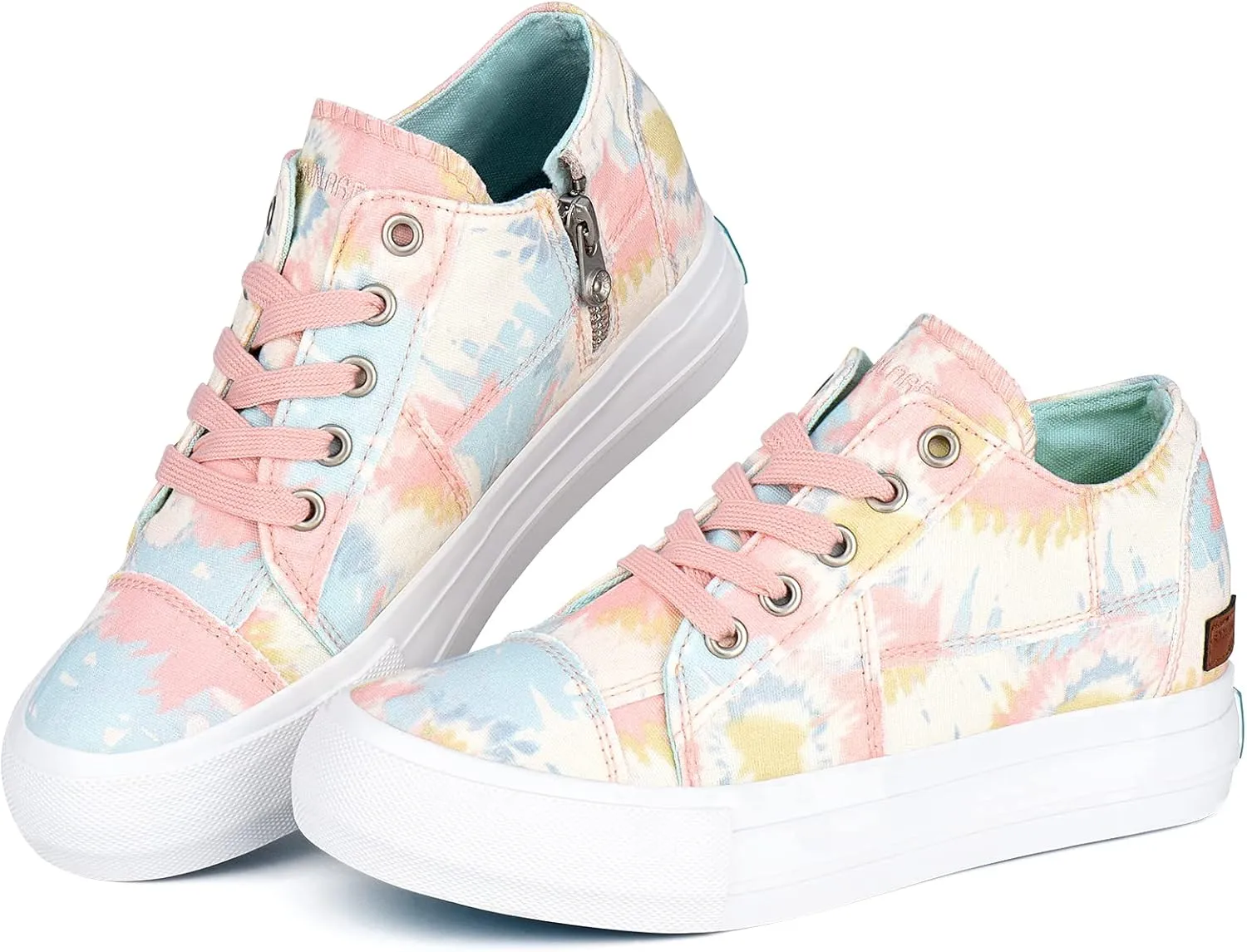 JENN ARDOR Wedge Sneakers for Women Fashion Canvas Shoes Casual Platform Hidden Heel Womens Slip On Sneaker Non Slip Side Zipper