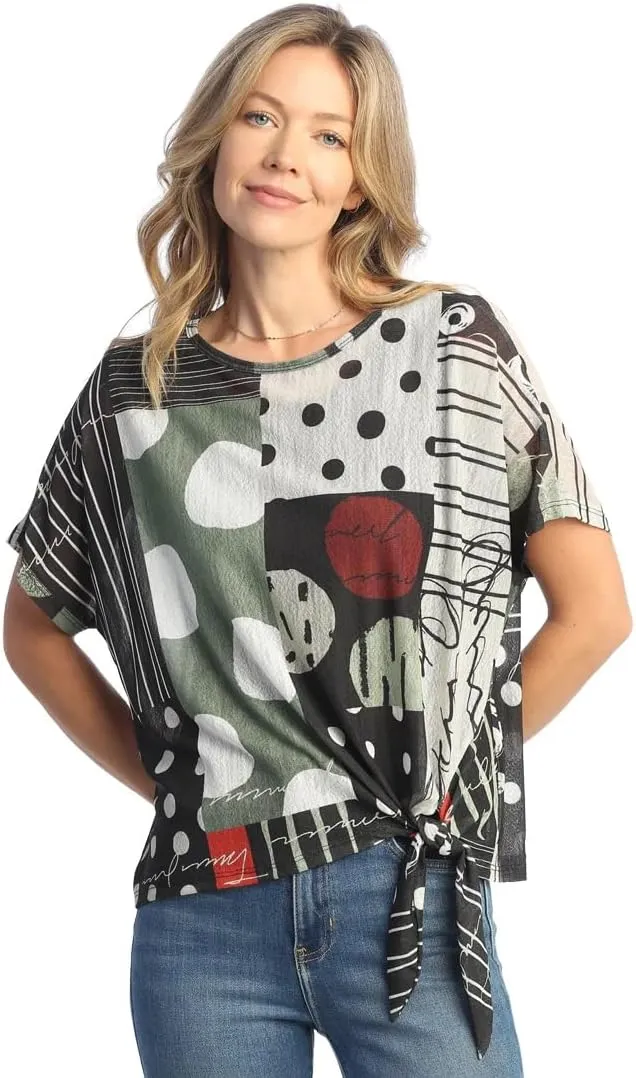 Jess & Jane Amelia Crepe Mesh Tie Front Top & Tank Top Set