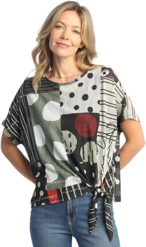 Jess & Jane Amelia Crepe Mesh Tie Front Top & Tank Top Set