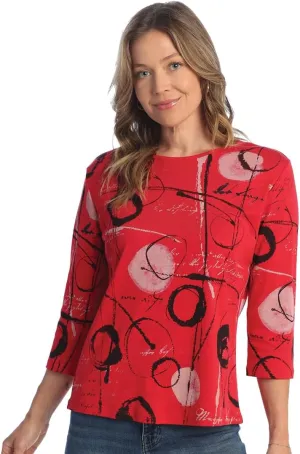 Jess & Jane Balboa Cotton Tee Shirt Top, Red