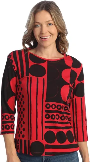 Jess & Jane Bebop Cotton Tee Shirt Top, Red