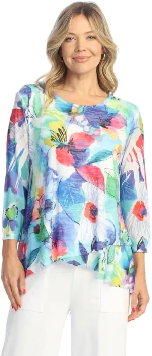 Jess & Jane Charlotte Burnout Sublimation Mesh Contrast Tunic