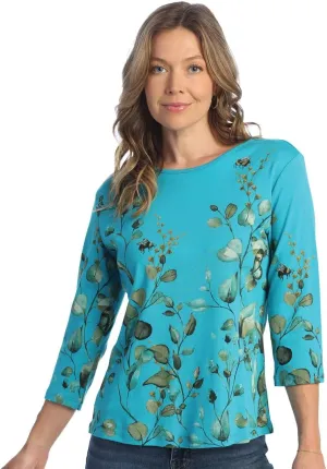 Jess & Jane Kelly Cotton Tee Shirt Top, Teal